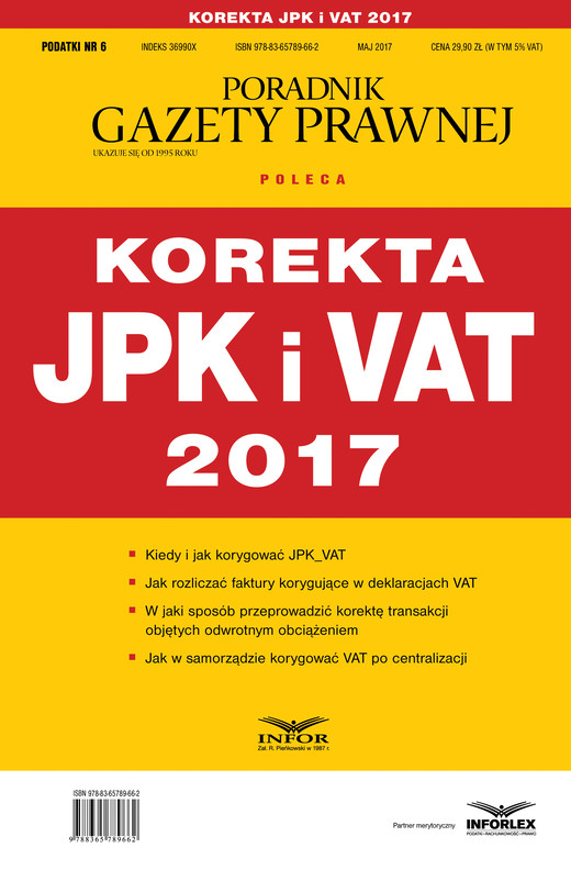 okładka Korekta JPK i VAT 2017 ebook | pdf | Praca Zbiorowa