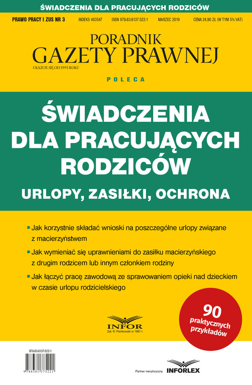 okładka Świadczenia dla pracujących rodziców ebook | pdf | Praca Zbiorowa