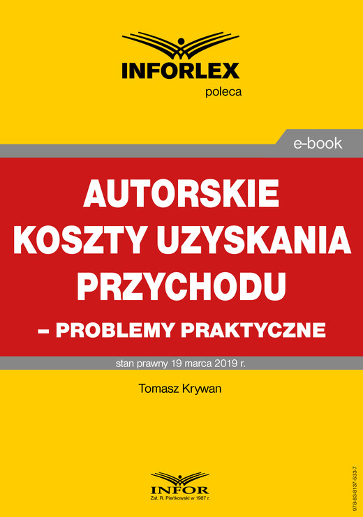 okładka Autorskie koszty uzyskania przychodu – problemy praktyczne ebook | pdf | Tomasz Krywan