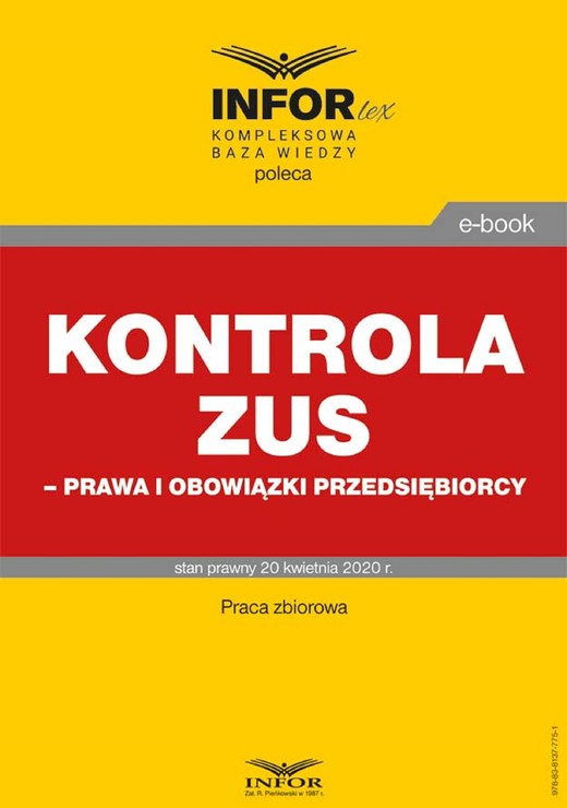okładka Kontrola ZUS – prawa i obowiązki przedsiębiorcy ebook | pdf | Praca Zbiorowa