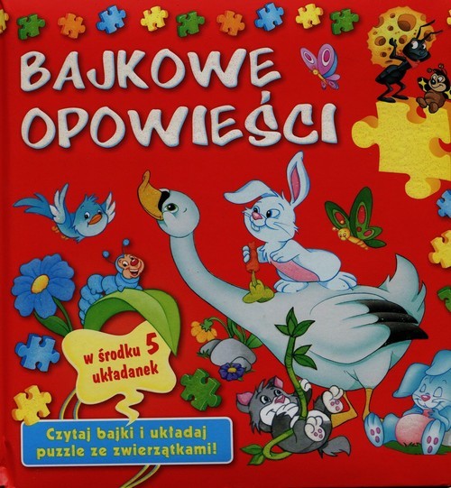 okładka Bajkowe opowieści. Książka z puzzlami w środku 5 układanek książka