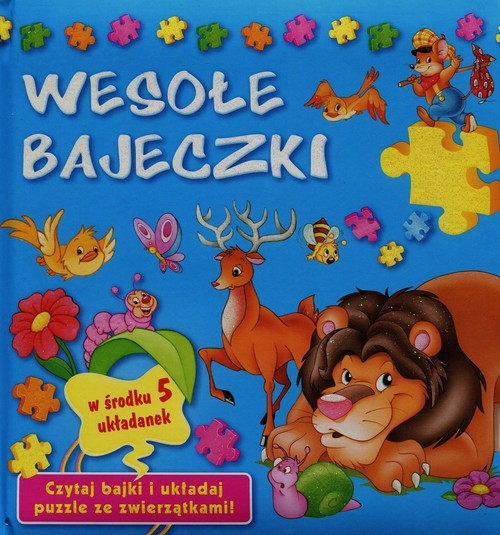 okładka Wesołe bajeczki. Książka z puzzlami w środku 5 układanek książka