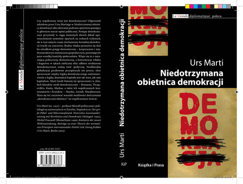 okładka Niedotrzymana obietnica demokracji książka | Urs Marti