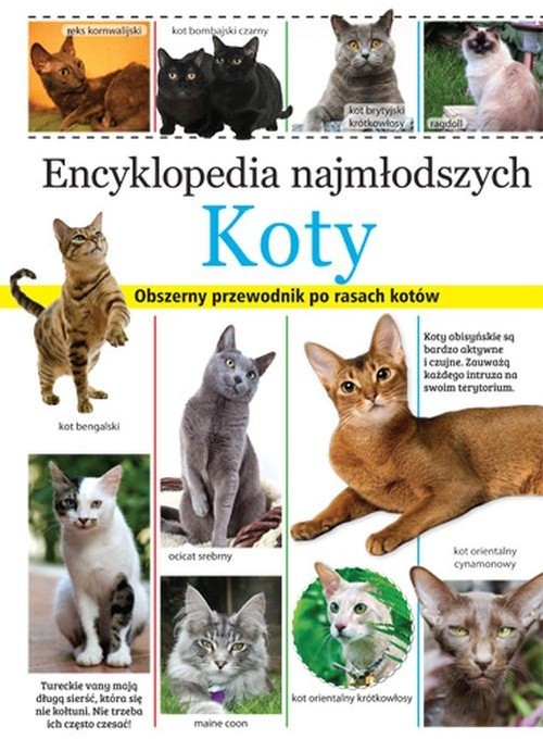 okładka Encyklopedia najmłodszych Koty Obszerny przewodnik po rasach kotów książka