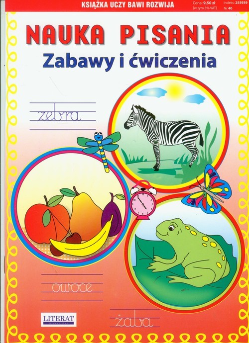 okładka Nauka pisania Zabawy i ćwiczenia Zebra książka | Beata Guzowska