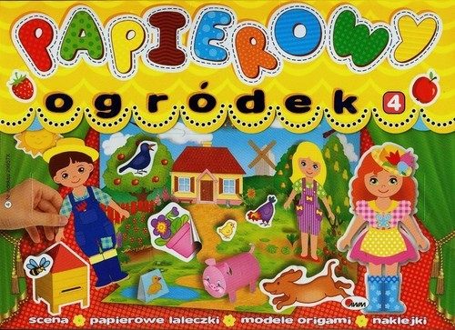 okładka Papierowy ogródek 4 scena, papierowe laleczki, modele origami, naklejki książka
