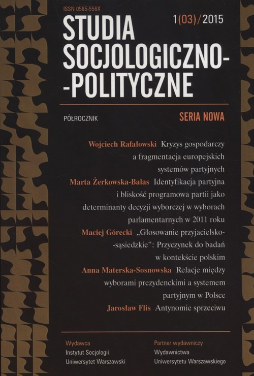 okładka Studia Socjologiczno-Polityczne 1(3)/2015 książka