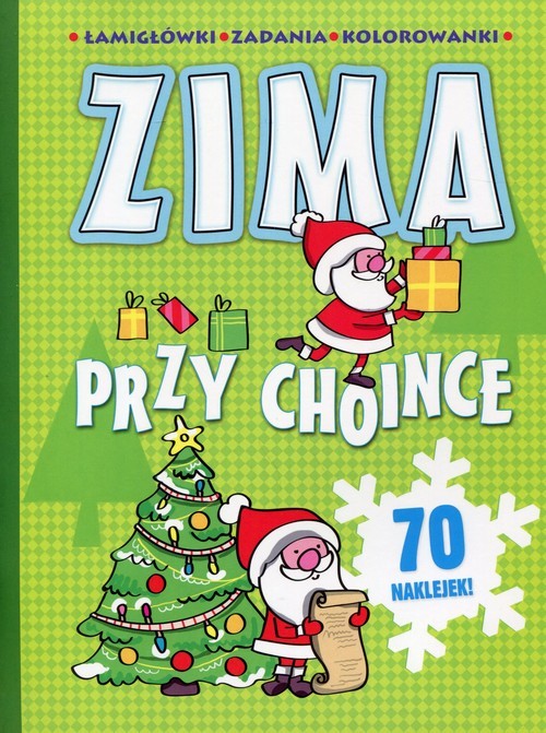 okładka Zima przy choince Łamigłówki zadania kolorowanki książka