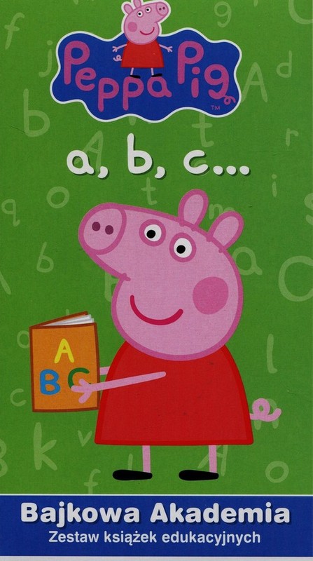 okładka Świnka Peppa Bajkowa Akademia a b c Zestaw książek edukacyjnych książka