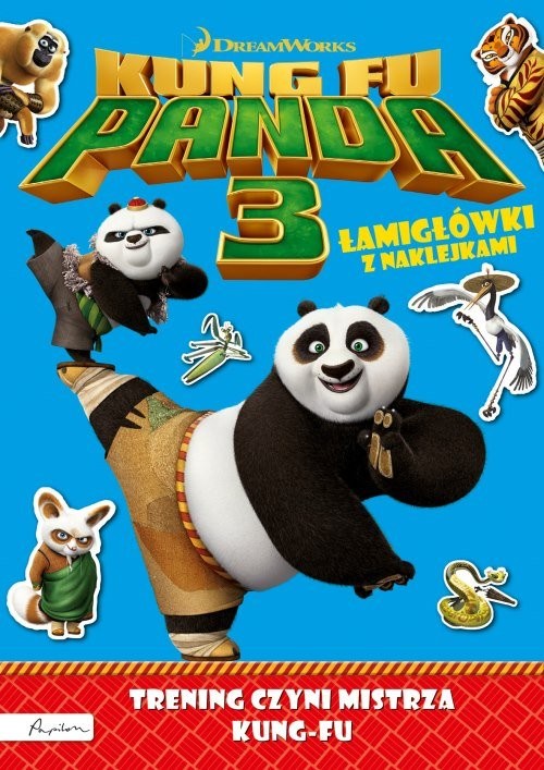 okładka Dream Works Kung Fu Panda 3 Trening czyni mistrza Łamigłówki z naklejkami książka