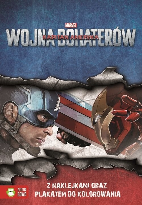 okładka Wojna bohaterów Kapitan Ameryka Książka z naklejkami i plakatem książka