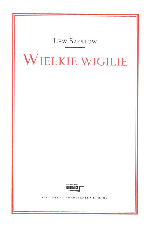 okładka Wielkie wigilie książka | Szestow Lew