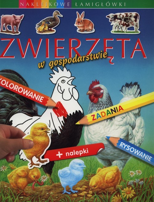 okładka Zwierzęta w gospodarstwie Naklejkowe łamigłówk książka | Emilie Beaumont