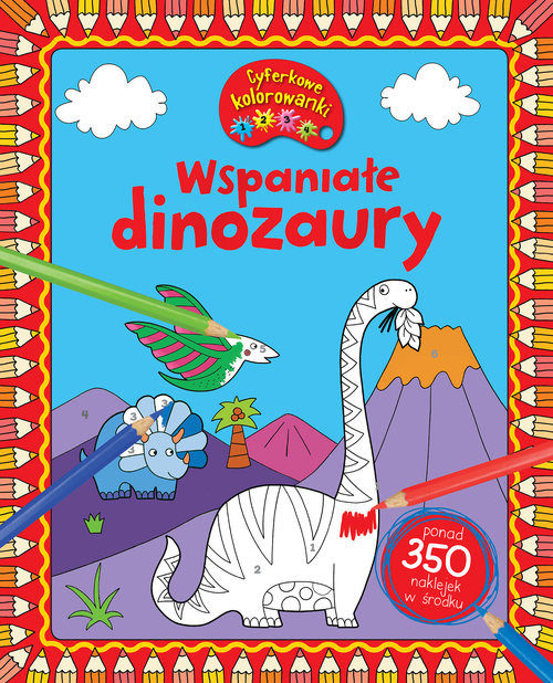 okładka Cyferkowe kolorowanki Wspaniałe dinozaury książka