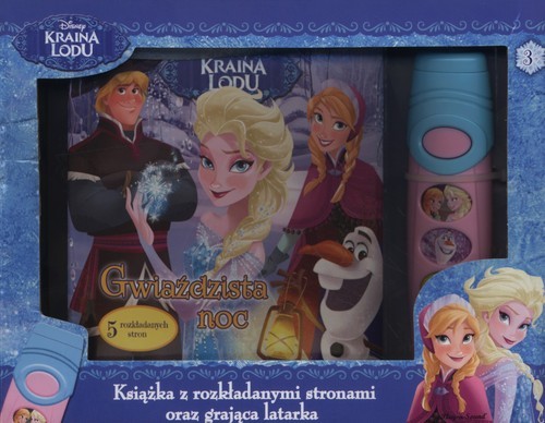 okładka Kraina Lodu Książka z rozkładanymi stronami oraz grająca latarka książka