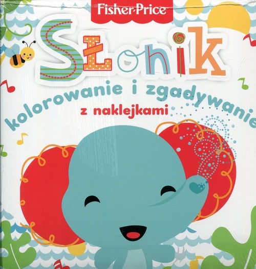 okładka Fisher Price Kolorowanka podłogowa Słonik kolorowanie i zgadywanie z naklejkami książka