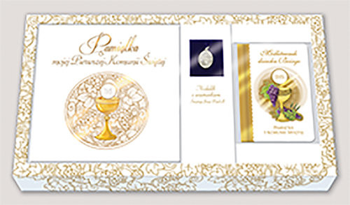 okładka Pamiątka I Komunii Świętej Zestaw Pamiątka / Modlitewnik / Medalik książka