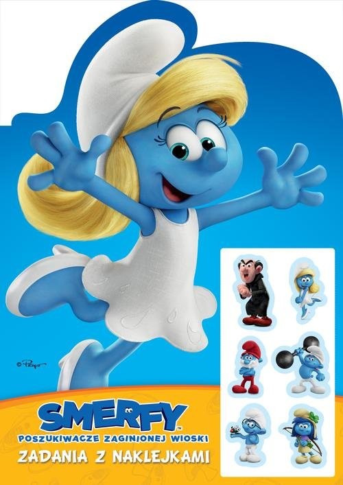 okładka Smerfy Poszukiwacze zaginionej wioski Zadania z naklejkami ze Smerfetką książka