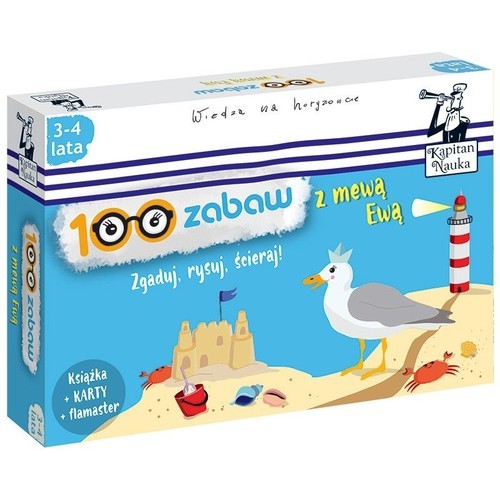 okładka 100 zabaw z mewą Ewą Zgaduj rysuj ścieraj Pakiet książka | Bożena Dybowska, Anna Grabek
