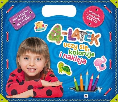 okładka 4-latek uczy się koloruje i nakleja Edukacyjna teczka dla 4-latka książka