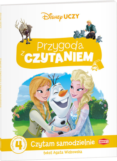 okładka Disney Uczy Przygoda z czytaniem Kraina Lodu Czytam samodzielnie poziom 4 Czytanie metodą sylabową książka | Agata Widzowska