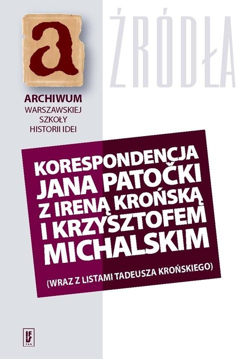 okładka Korespondencja Jana Patocki z Ireną Krońską i Krzysztofem Michalskim (wraz z listami Tadeusza Krońskiego) książka