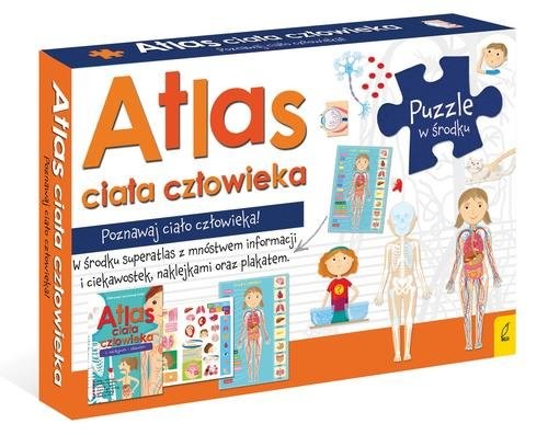 okładka Atlas ciała człowieka: Atlas w zestawie z mapą i puzzlami Pakiet książka
