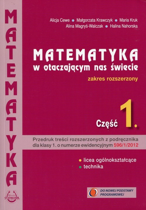 okładka Matematyka w otaczającym nas świecie Część 1 Zakres rozszerzony Szkoła ponadgimnazjalna książka
