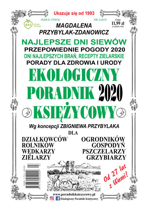 okładka Ekologiczny Poradnik Księżycowy 2020 książka | Magdalena Przybylak-Zdanowicz