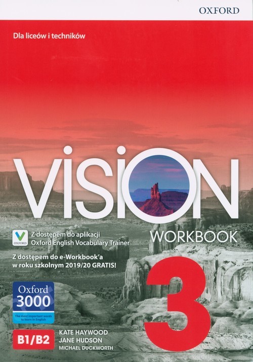 okładka Vision 3 Workbook + e-Workbook + Vocabulary Trainer Szkoła ponadpodstawowa i ponadgimnazjalna książka | Kate Haywood, Jane Hudson, Michael Duckworth