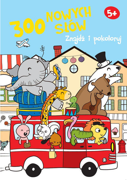 okładka 300 nowych słów Znajdź i pokoloruj 5+ niebieska książka