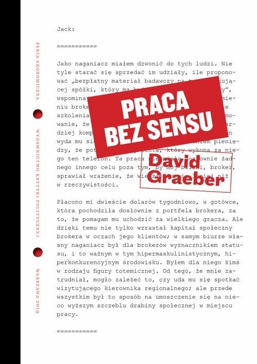okładka Praca bez sensu Teoria książka | David Graeber