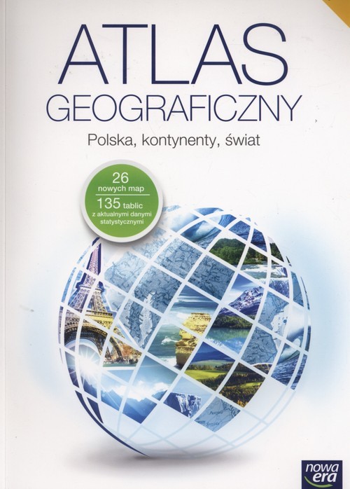 okładka Atlas geograficzny Polska kontynenty świat Gimnazjum książka