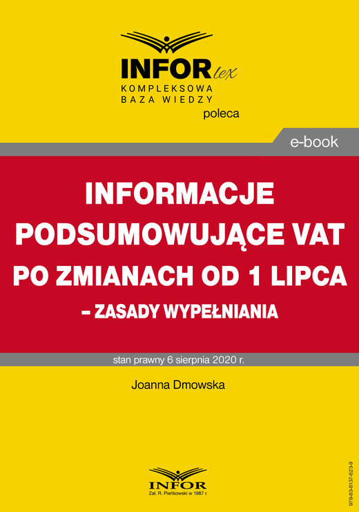 okładka Informacje podsumowujące VAT po zmianach od 1 lipca – zasady wypełniania ebook | pdf | Joanna Dmowska