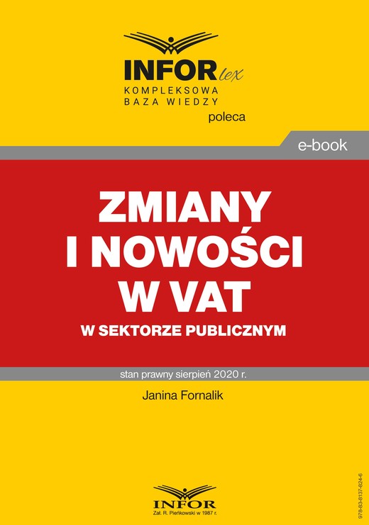 okładka Zmiany i nowości w VAT w sektorze publicznym ebook | pdf | Janina Fornalik