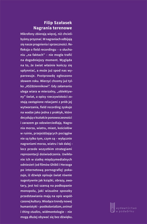 okładka Nagrania terenowe książka | Szałasek Filip