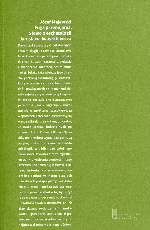 okładka Fuga przemijania Słowo o eschatologii Jarosława Iwaszkiewicza książka | Józef Majewski