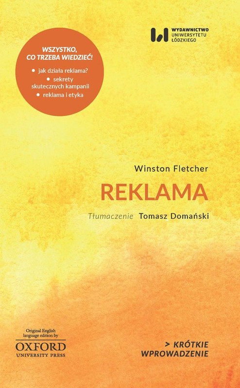 okładka Reklama Krótkie Wprowadzenie 15 książka | Fletcher Winston