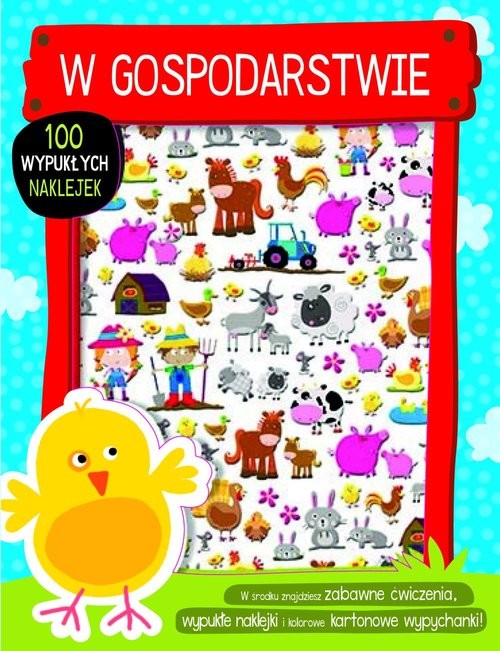 okładka W gospodarstwie książeczka z ponad 100 wypukłymi naklejkami książka