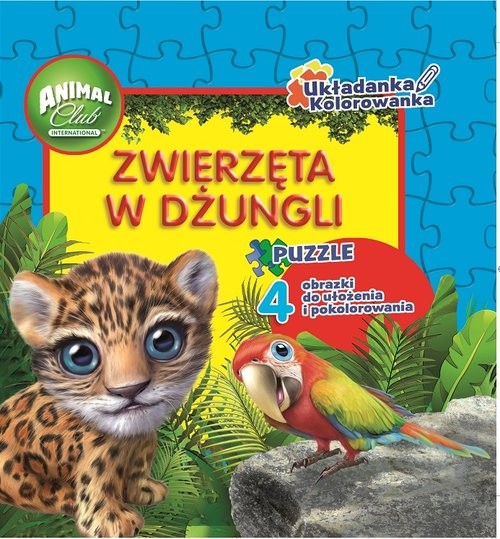 okładka Animal Club Układanka Kolorowanka Zwierzęta w dżungli książka