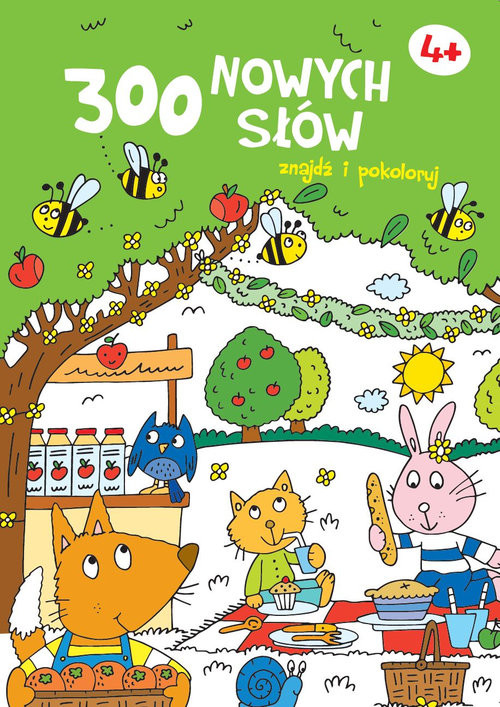 okładka 300 nowych słów Znajdź i pokoloruj 4+ zielona książka