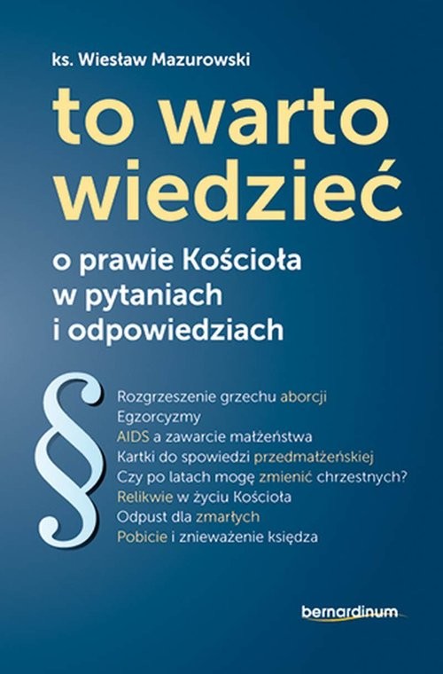 okładka To warto wiedzieć o prawie Kościoła w pytaniach i odpowiedziach książka | Mazurowski Wiesław