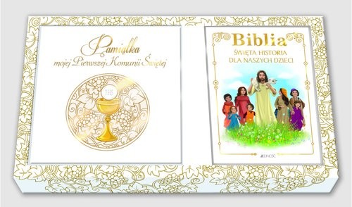 okładka Pamiątka I Komunii Świętej Zestaw Pamiątka / Biblia / Torba prezentowa książka