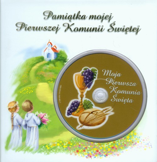 okładka Pamiątka mojej Pierwszej Komunii Świętej z płytą DVD płyta do nagrania zdjęć lub filmów z Twojej uroczystości książka