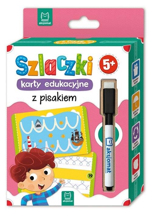 okładka Szlaczki Karty edukacyjne z pisakiem 5+ książka