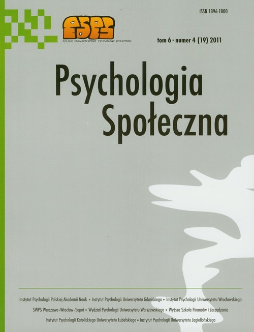 okładka Psychologia społeczna  Tom 6 numer 4/2011 książka