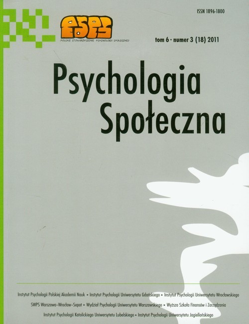 okładka Psychologia społeczna Tom 6 3 (18) 2011 książka