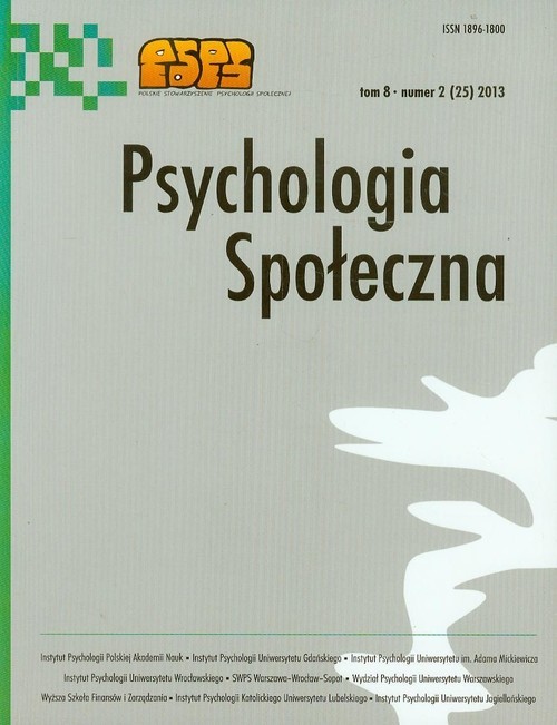 okładka Psychologia społeczna Tom 8 nr 2 2013 książka