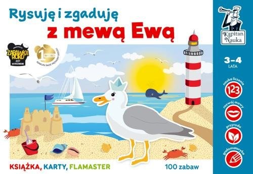 okładka Kapitan Nauka Rysuję i zgaduję z mewą Ewą książka | Bożena Dybkowska, Anna Grabek