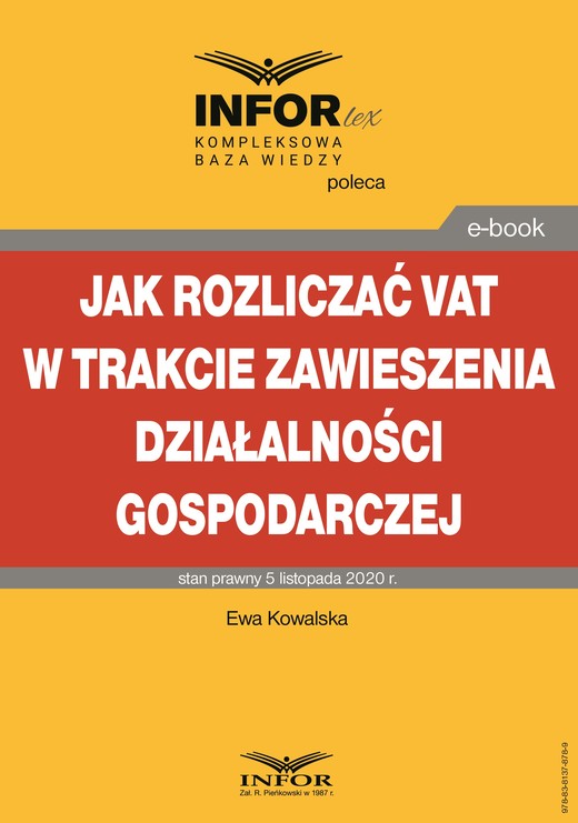 okładka Jak rozliczać VAT w trakcie zawieszenia działalności gospodarczej ebook | pdf | Ewa Kowalska